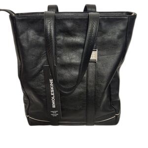 Moleskine Classic Tote Bag Leather Lineage Collection Black Laptop Briefcase NWT